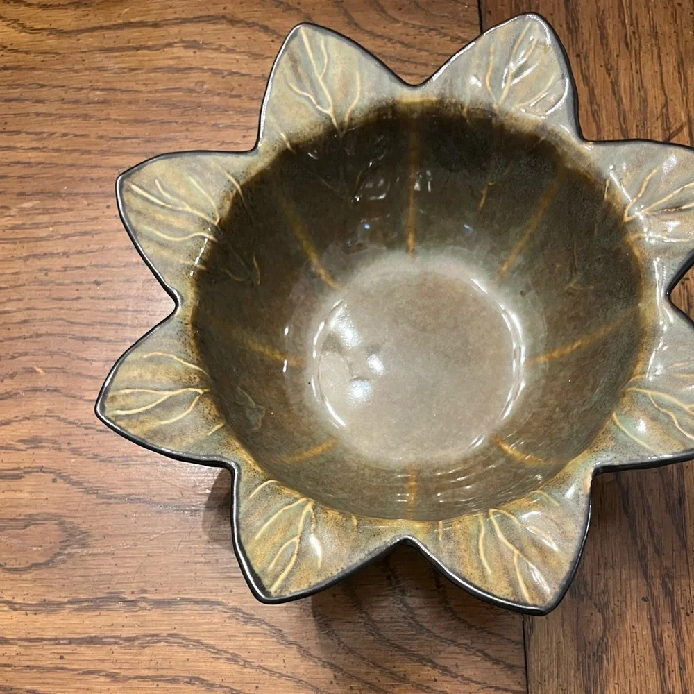Sunflower Shaped‎ Green Ceramic Bowls